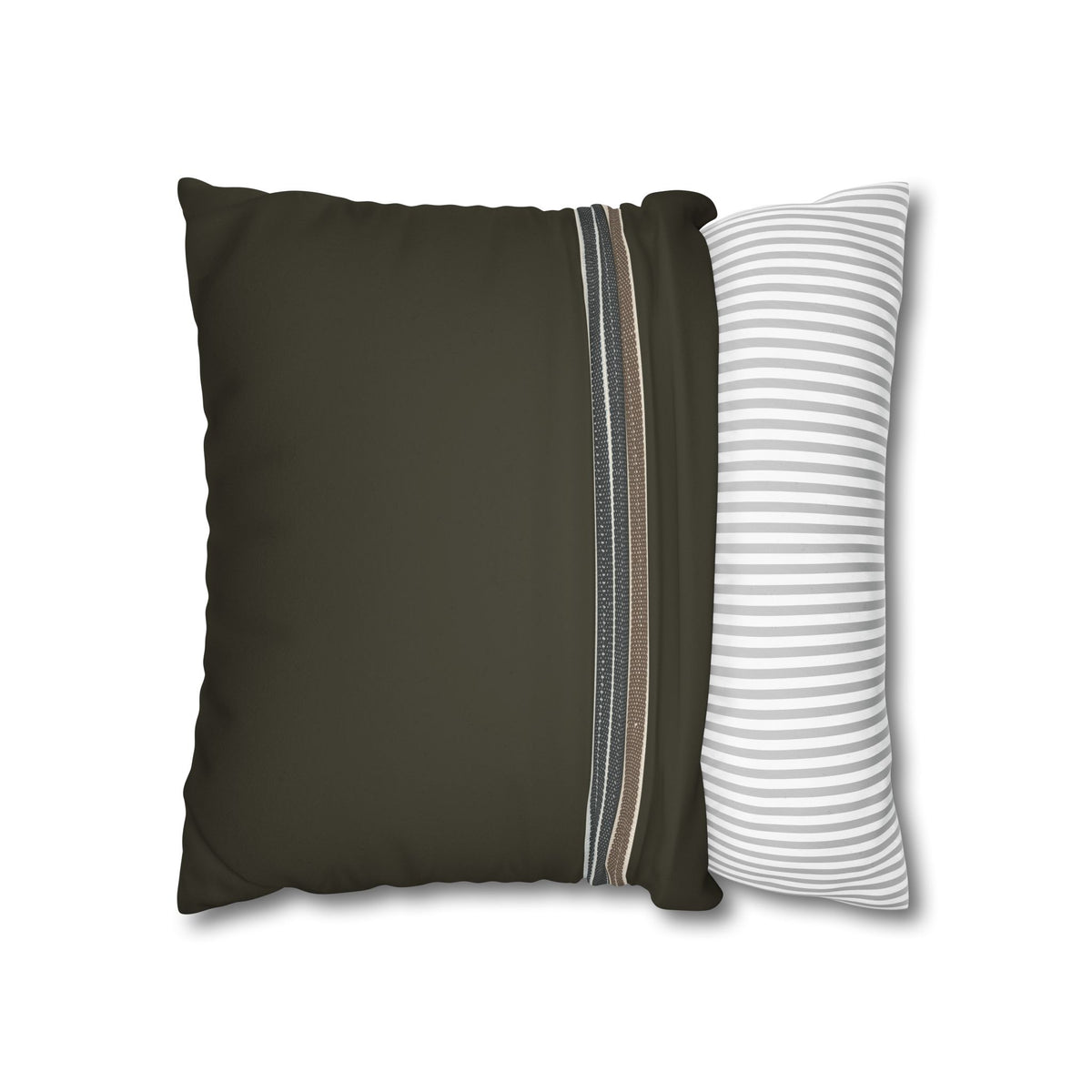 Faux Suede Pillow – Olive Stripe Accent Square Pillowcase