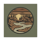 Mountain Passage Wall Art - Earth-Toned Mountain & River Landscape