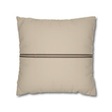 Beige Faux Suede Pillowcase with Center Stripe — Decorative Square Throw Pillow Cover