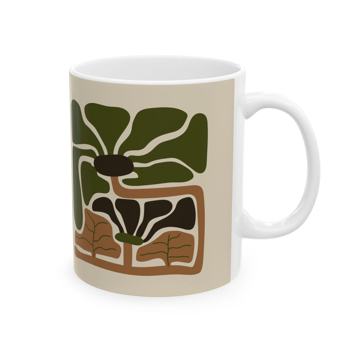 Rooted Canopy Botanical Mug - Earthy Olive & Neutral Art Mug
