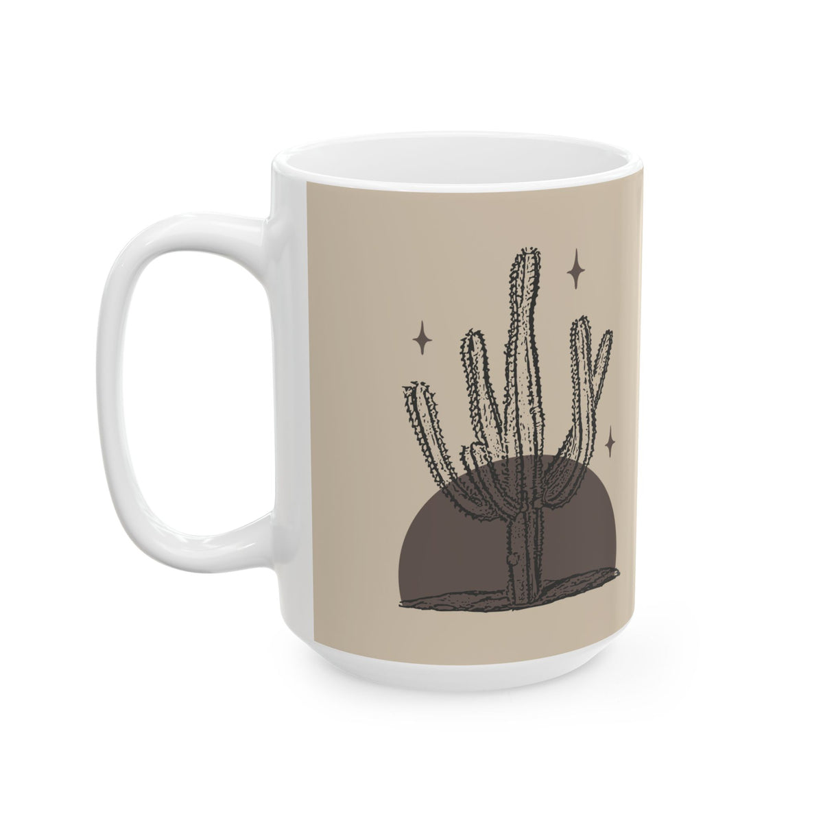 Desert Stillness Cactus Mug – Neutral Botanical Ceramic Cup