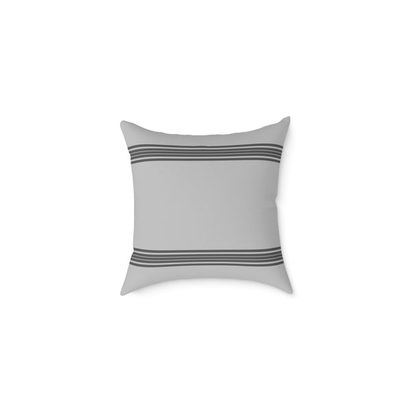 Striped Farmhouse Pillow Cover — Grey Canvas Square Throw Pillow