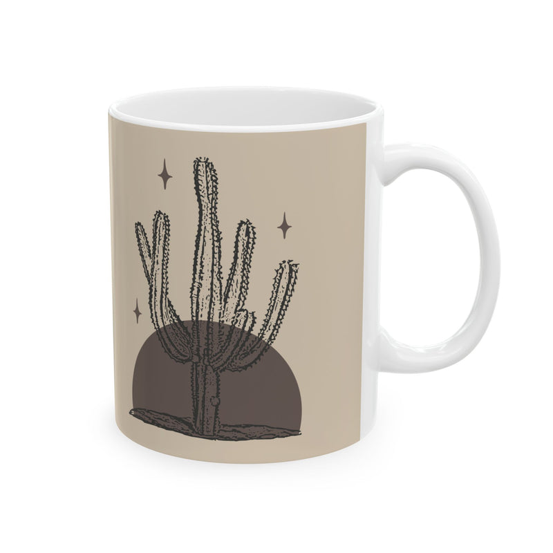 Desert Stillness Cactus Mug – Neutral Botanical Ceramic Cup