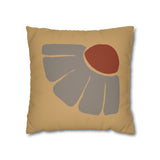 Boho Sunrise Faux Suede Pillowcase — Abstract Floral Accent Cushion Cover