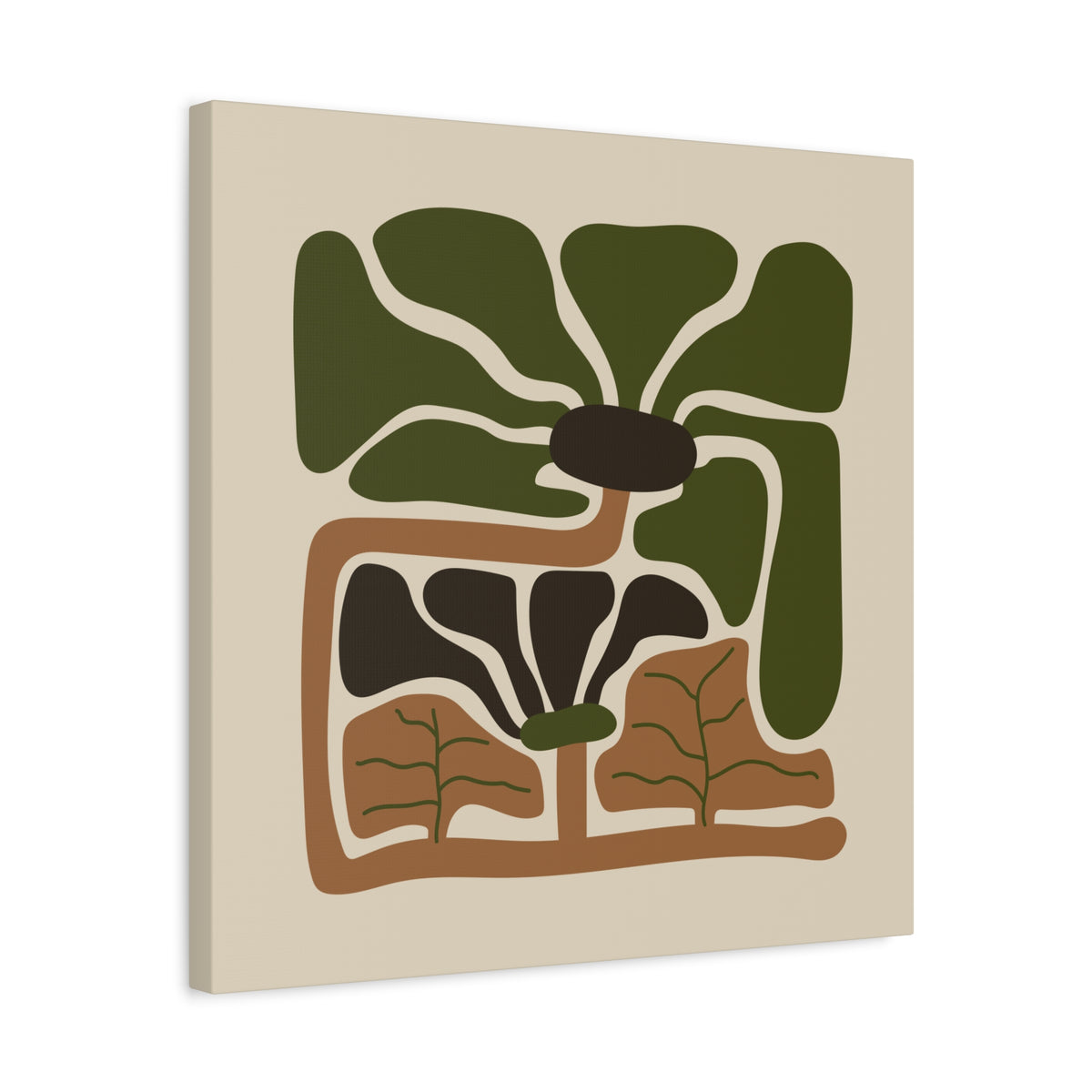 Rooted Canopy Abstract Botanical Wall Art - Earthy Olive & Terracotta Decor