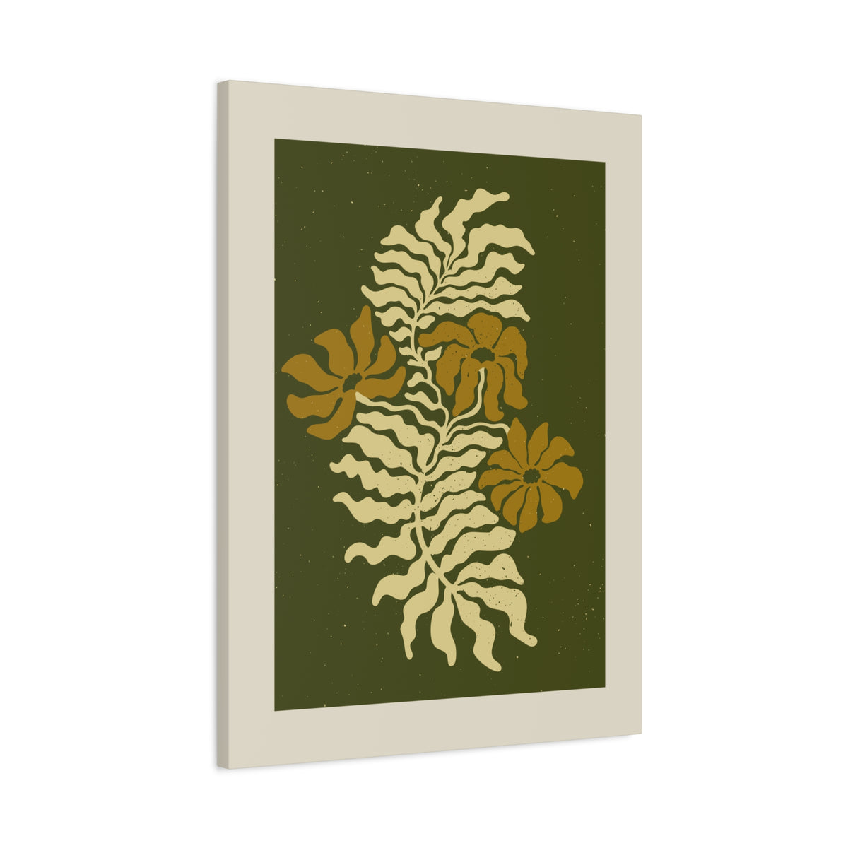 Golden Fern Botanical Wall Art - Olive & Ochre Nature-Inspired Artwork