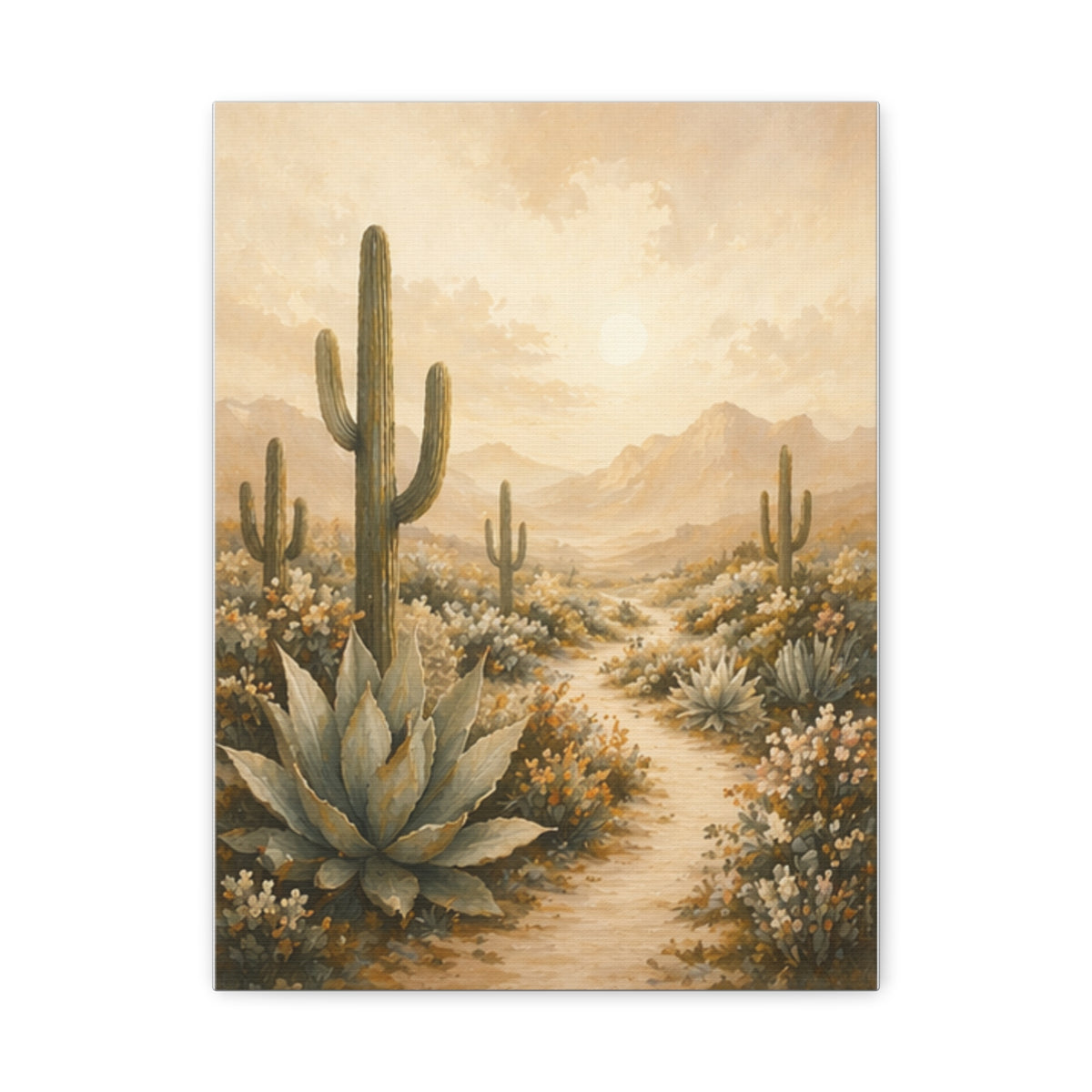 Golden Stillness Desert Succulent Canvas