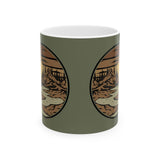 Mountain River Sunset Ceramic Mug — Rustic Mountain Landscape (11oz & 15oz)