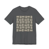 Grid Plaid Graphic Tee — Neutral Geometric Pattern T-Shirt