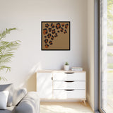 Leopard Print Framed Canvas Art — Rustic Brown Animal Spot Wall Decor