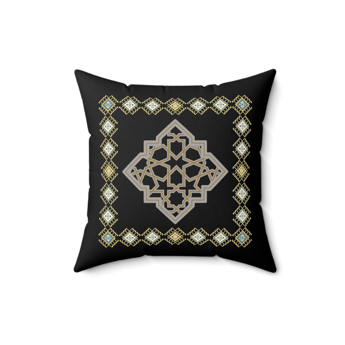 Moroccan-Inspired Decorative Pillow - Elegant Square Cushion for Home Decor