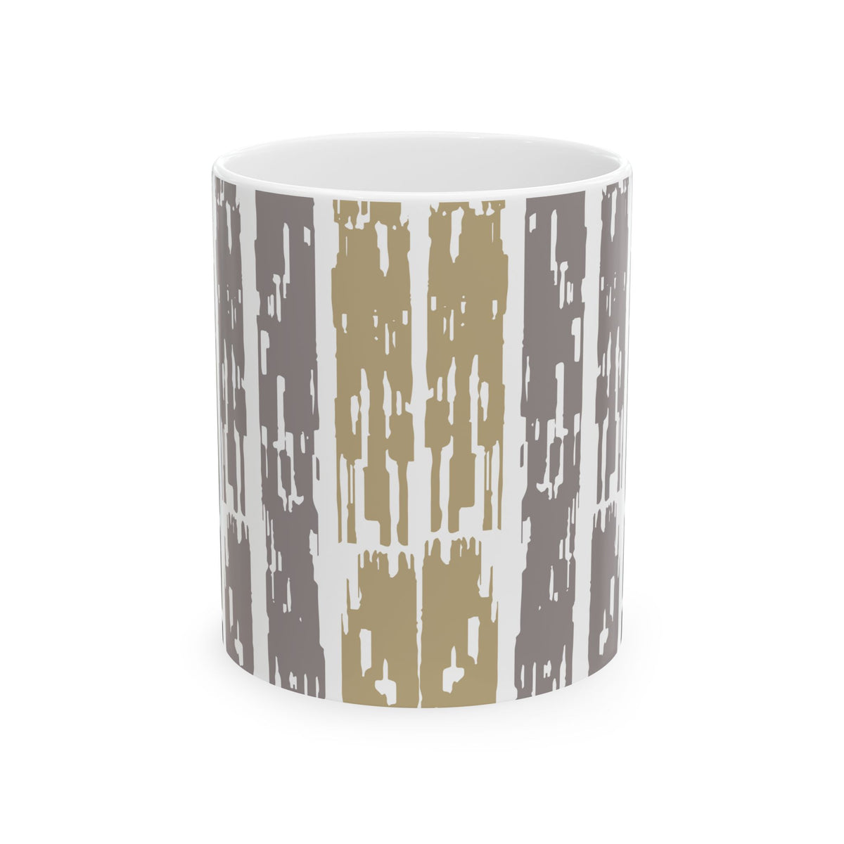 Light earth Grain Still Morning Mug — Rustic Taupe & Gray Pattern (11oz, 15oz)