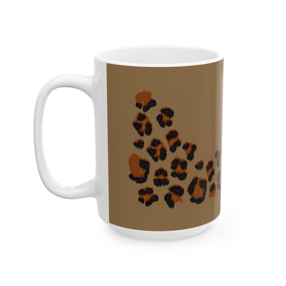Leopard Print Brown Ceramic Mug (11oz, 15oz)