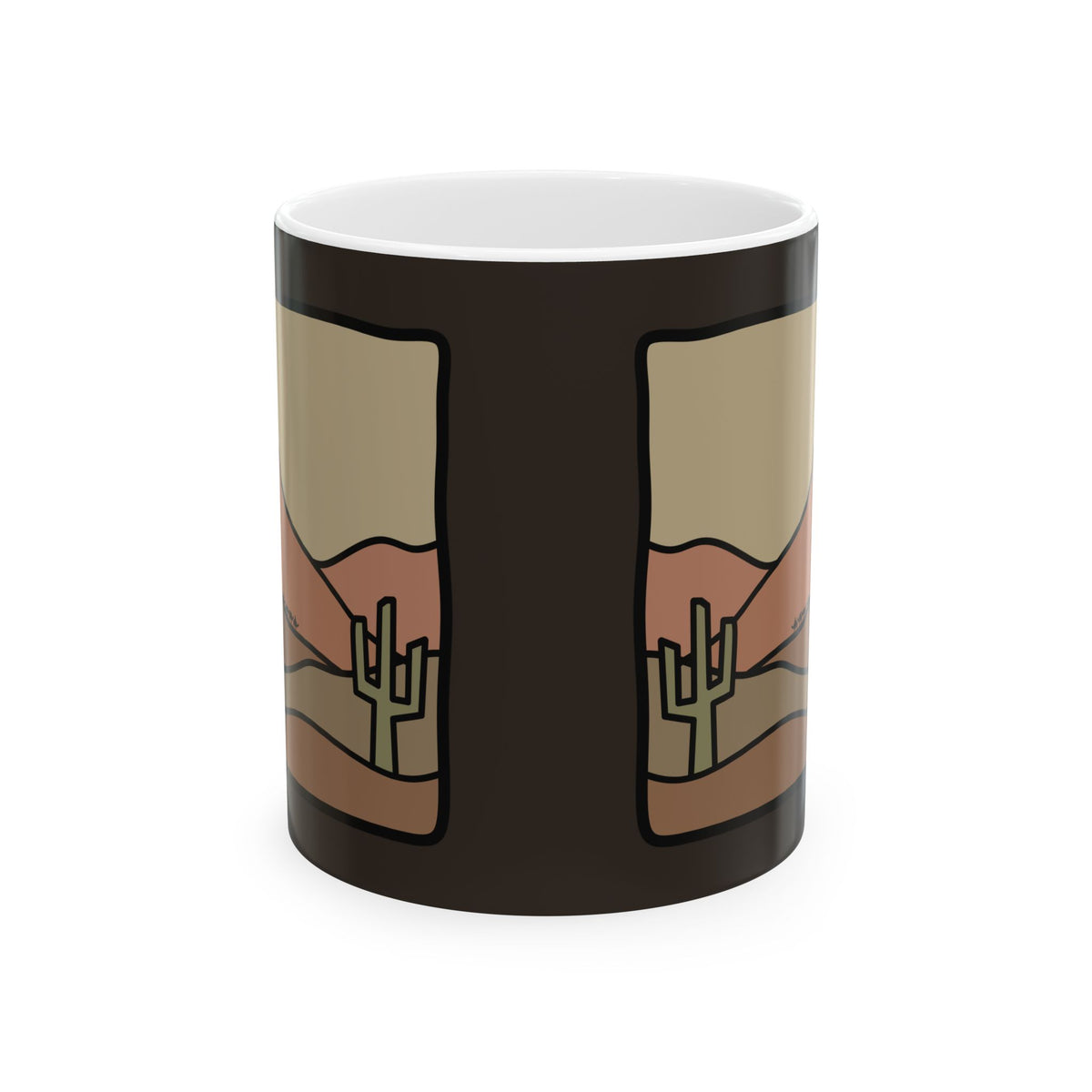 Desert Sunset Ceramic Mug — Southwestern Cactus Coffee Cup (11oz/15oz)
