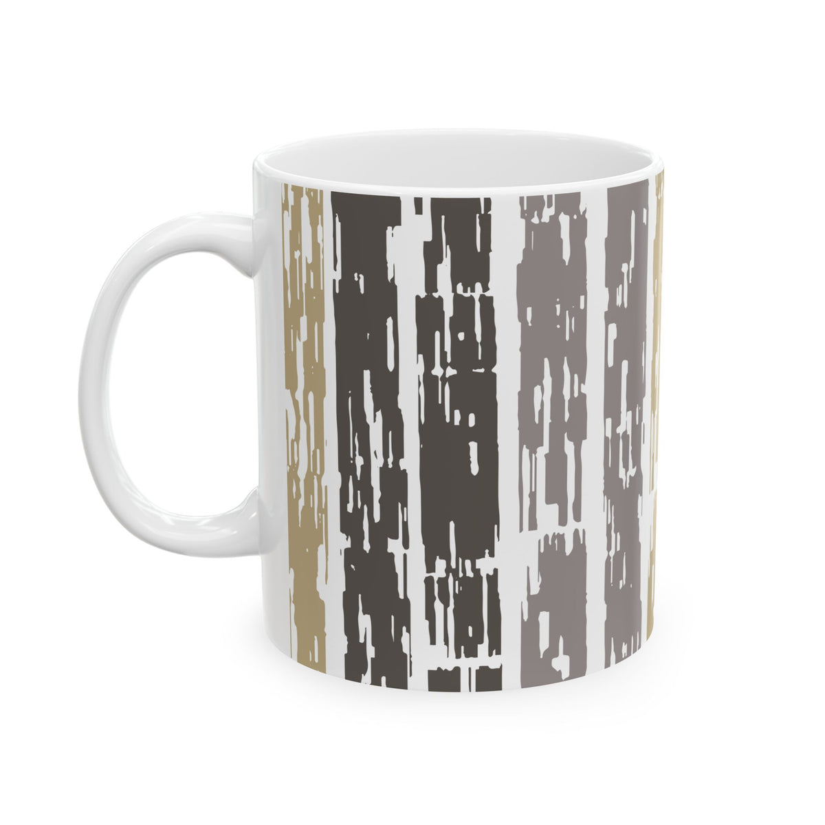 Light earth Grain Still Morning Mug — Rustic Taupe & Gray Pattern (11oz, 15oz)
