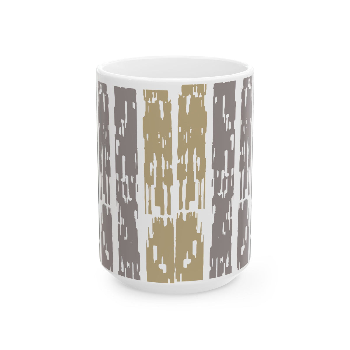 Light earth Grain Still Morning Mug — Rustic Taupe & Gray Pattern (11oz, 15oz)