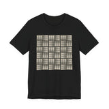Grid Plaid Graphic Tee — Neutral Geometric Pattern T-Shirt