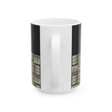 Geometric Grid Ceramic Mug — Modern Black & Metallic Pattern (11oz/15oz)
