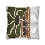 Rooted Canopy Botanical Pillow Cover - Earthy Olive & Neutral Accent Cushion