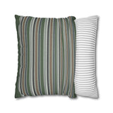 Striped Faux Suede Pillowcase – Green & Earth Tone Decorative Throw Pillow Cover