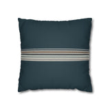 Teal Striped Faux Suede Pillowcase — Coastal Stripe Decorative Throw Pillow Cover