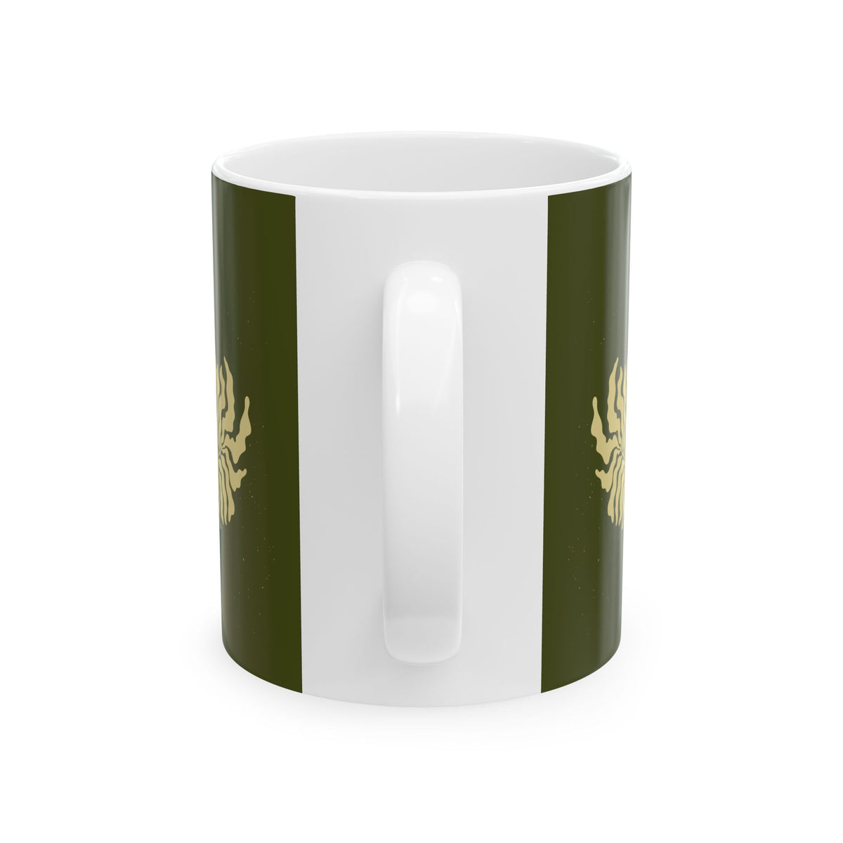Golden Fern Botanical Mug - Olive Green Nature-Inspired Coffee Cup