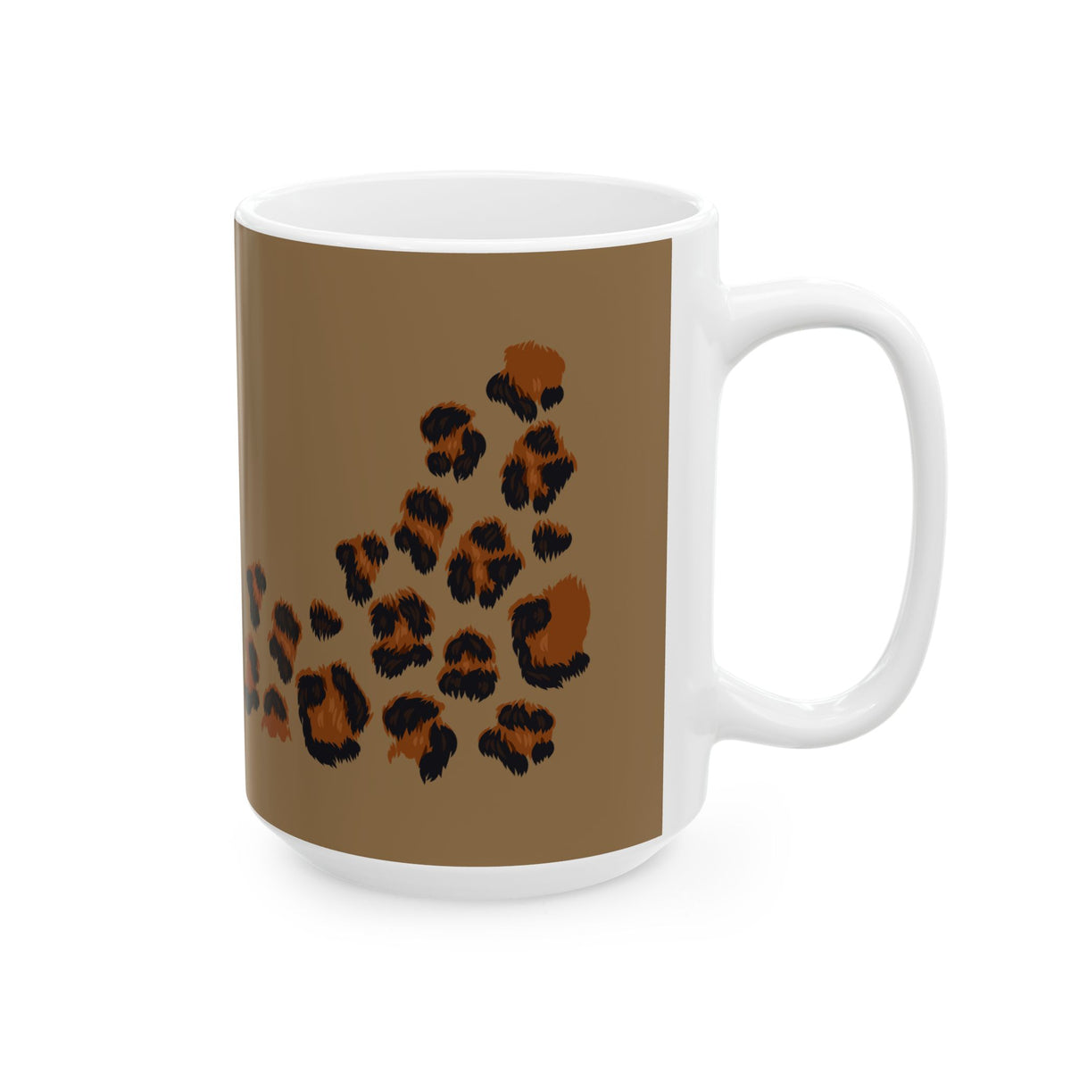 Leopard Print Brown Ceramic Mug (11oz, 15oz)