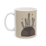 Desert Stillness Cactus Mug – Neutral Botanical Ceramic Cup