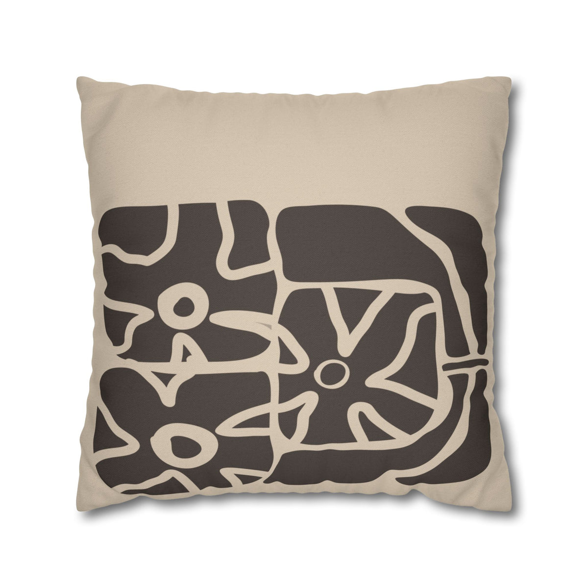 Earthen Bloom Pillow Cover - Neutral Abstract Floral Decorative Cushion Cover