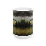 Misty Forest Lake Ceramic Mug