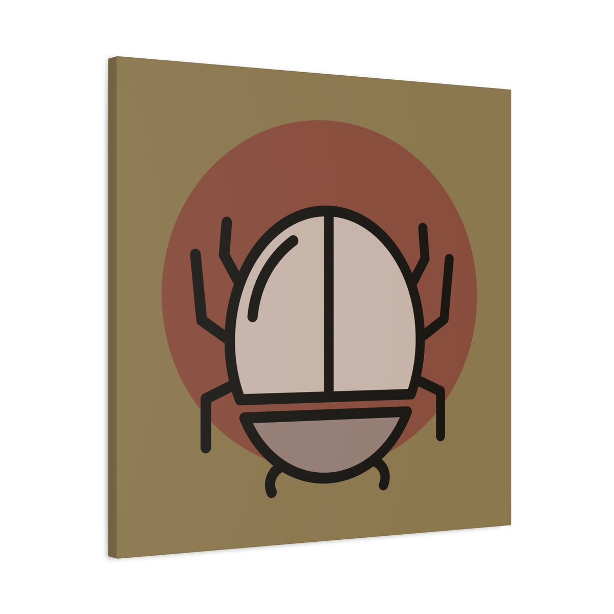 Minimalist Scarab Beetle Canvas Art – Modern Desert Tones, Stretched Matte Wall Decor