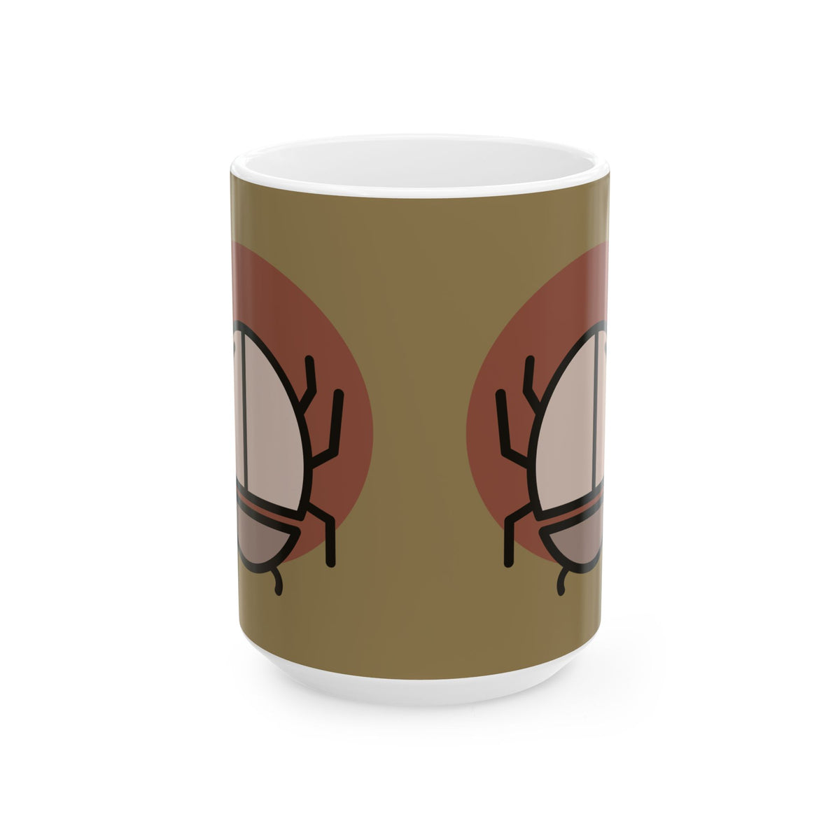 Scarab Beetle Ceramic Mug — Retro Bug Illustration Coffee Cup (11oz, 15oz)