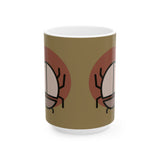Scarab Beetle Ceramic Mug — Retro Bug Illustration Coffee Cup (11oz, 15oz)