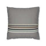 Striped Faux Suede Pillowcase — Neutral Gray Decorative Square Pillow Cover