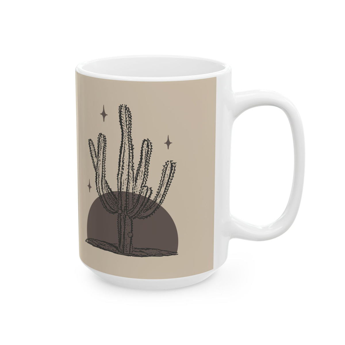Desert Stillness Cactus Mug – Neutral Botanical Ceramic Cup