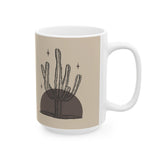 Desert Stillness Cactus Mug – Neutral Botanical Ceramic Cup