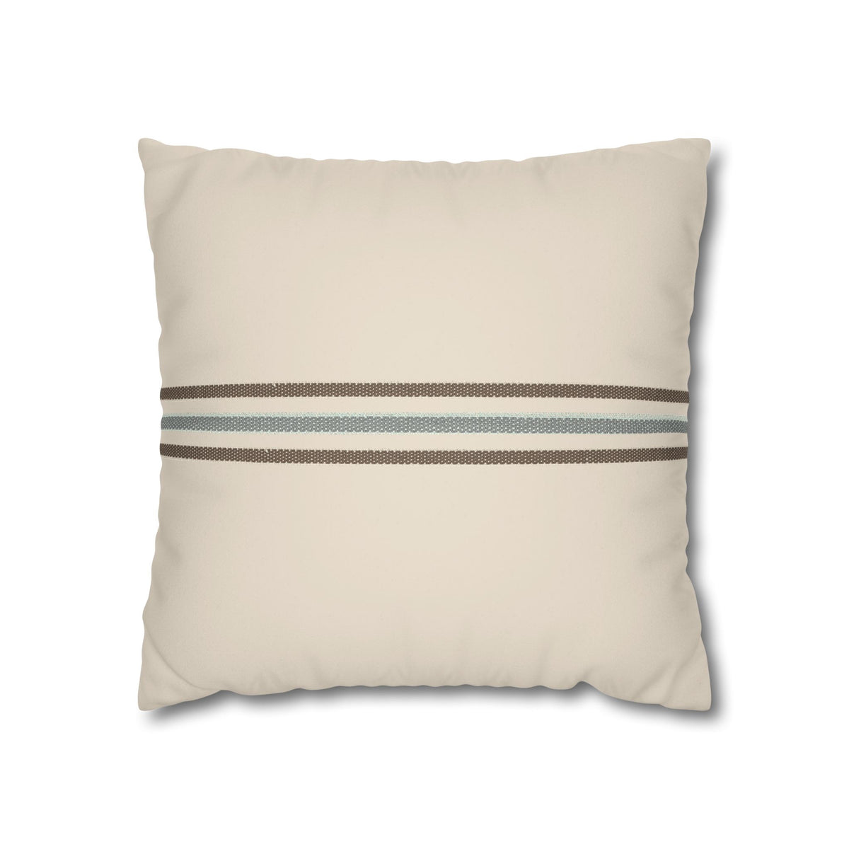 Striped Faux Suede Pillowcase — Neutral Coastal Decorative Throw Pillow Cover