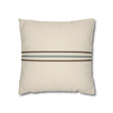 Striped Faux Suede Pillowcase — Neutral Coastal Decorative Throw Pillow Cover