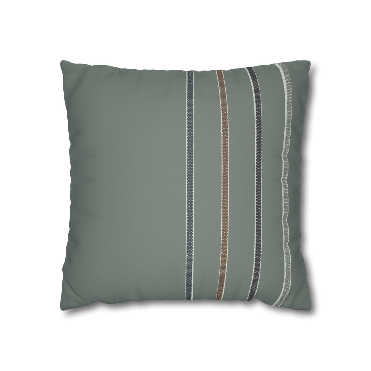Suede-Look Striped Throw Pillowcase — Sage Green Decorative Pillow Cover