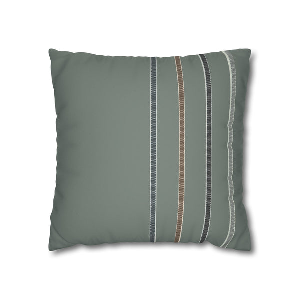 Suede-Look Striped Throw Pillowcase — Sage Green Decorative Pillow Cover