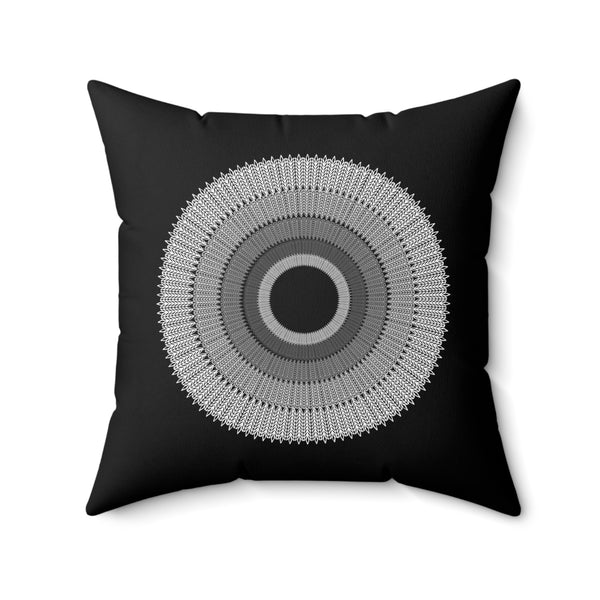 Square Pillow - Black to White Circles Design