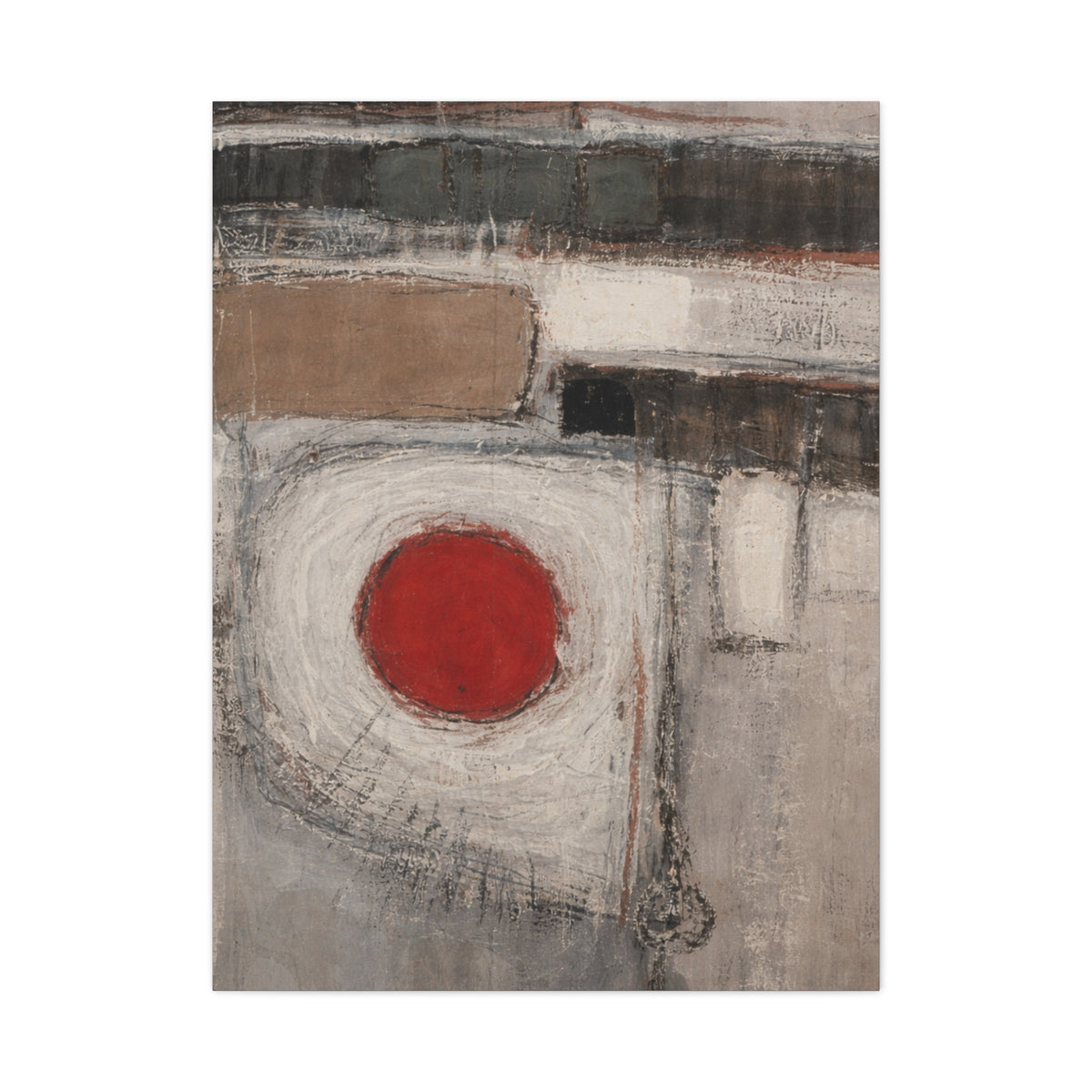 Abstract Red Circle Matte Canvas Wall Art