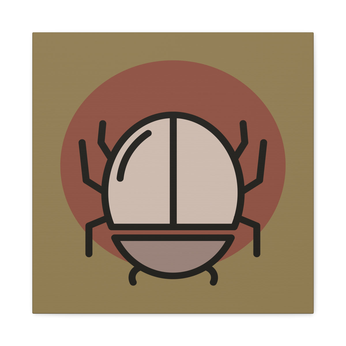 Minimalist Scarab Beetle Canvas Art – Modern Desert Tones, Stretched Matte Wall Decor