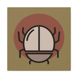 Minimalist Scarab Beetle Canvas Art – Modern Desert Tones, Stretched Matte Wall Decor