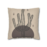 Desert Stillness Cactus Pillowcase – Neutral Earth-Tone Decorative Cushion Cover