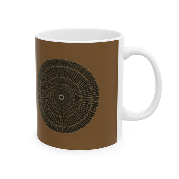 Wood Grain Mandala Ceramic Mug