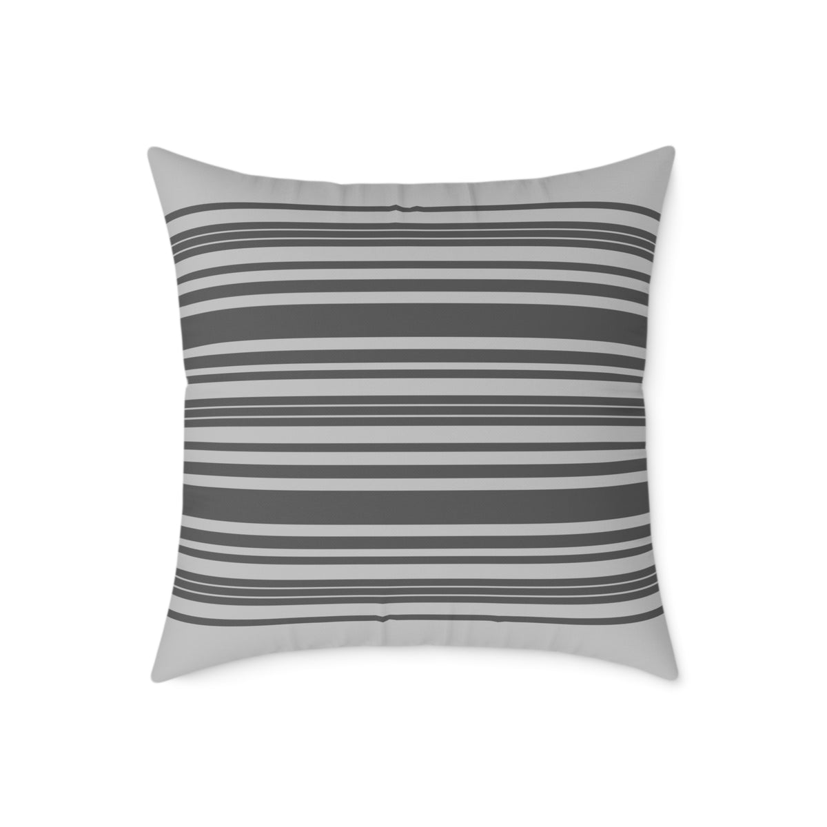 Gray Striped Canvas Pillow — Modern Neutral Decorative Throw Pillow