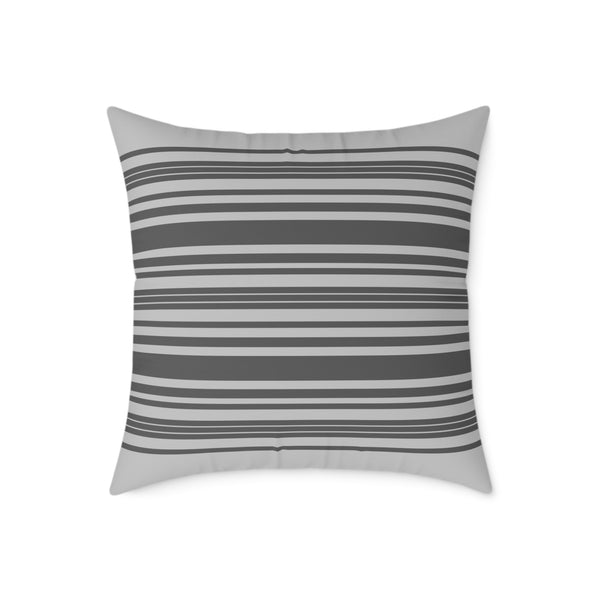 Gray Striped Canvas Pillow — Modern Neutral Decorative Throw Pillow