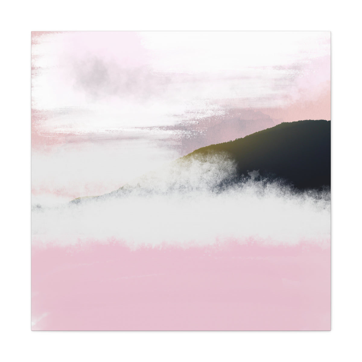 Pink Mist Mountain Matte Canvas Wall Art - Stretched 1.25"