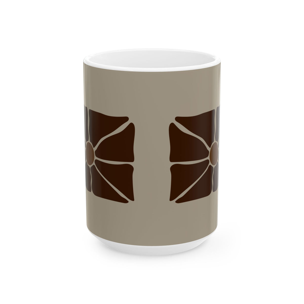 Earthen Bloom Mug - Neutral Brown Abstract Ceramic Mug